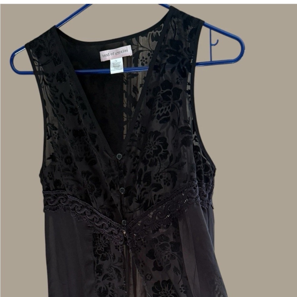 Band of gypsies black sleeveless duster funky goth